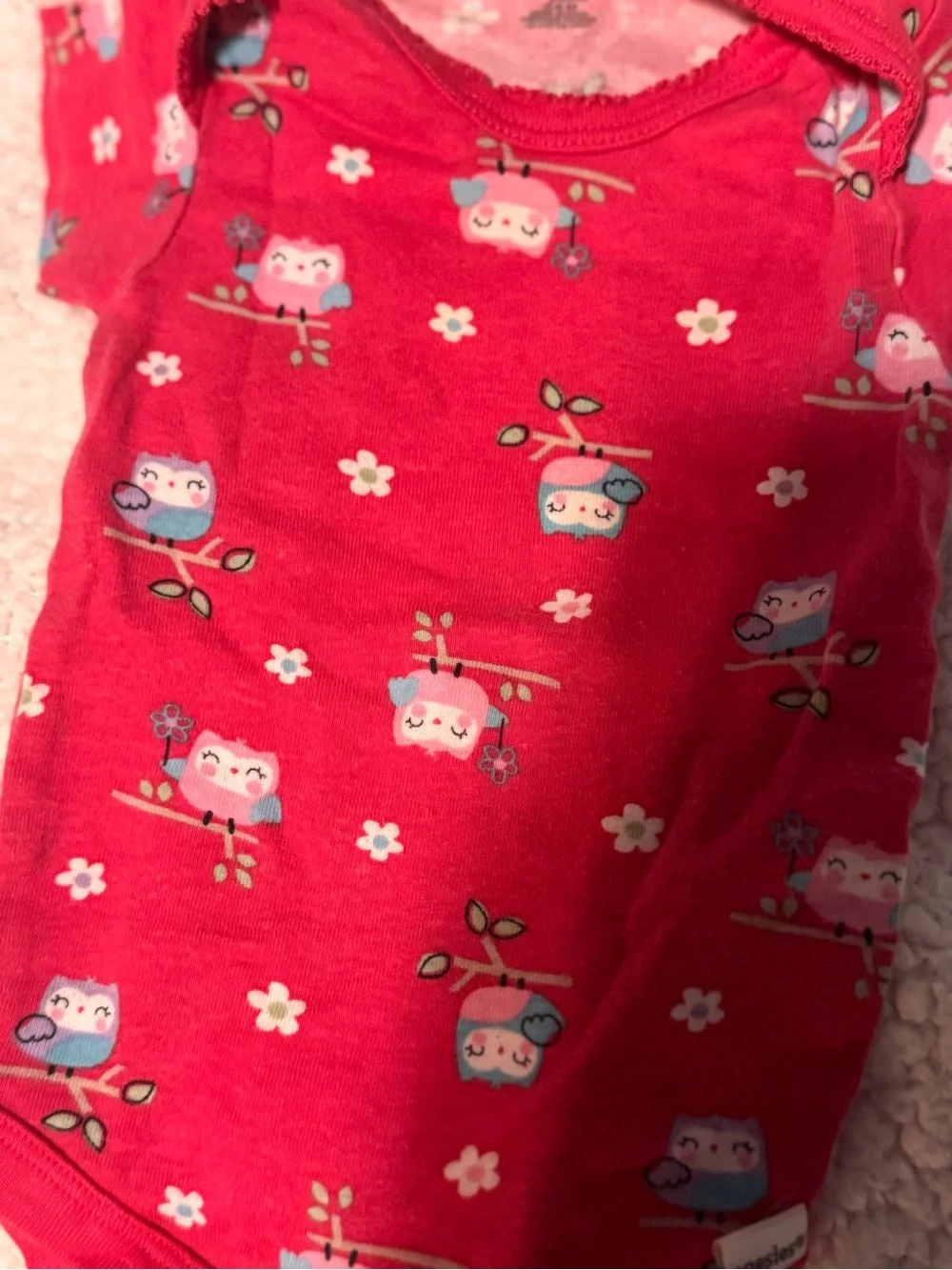 Pink Owl Print Baby Bodysuit with Snap Closures